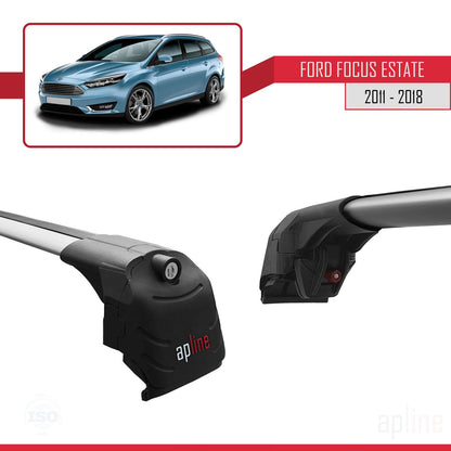 Compatible with Ford Focus 3 (C346) SW 2011-2018 ACE-2 Car Roof Rack Cross Bar Grey Aluminium 2 Bars