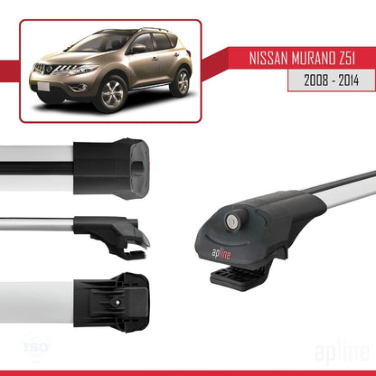 Compatible with Nissan Murano 2 (Z51) 2008-2014 ACE-1 Car Roof Rack Cross Bar Grey Aluminium 2 Bars