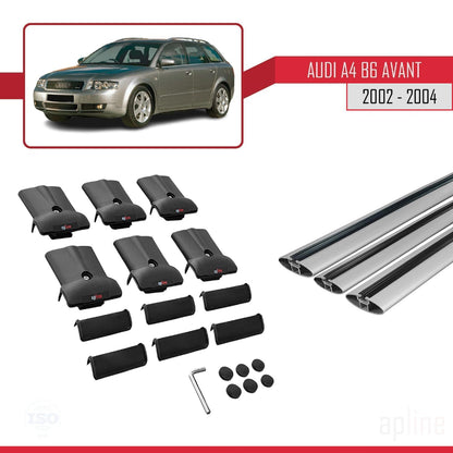 Compatible with Audi A4 (B6) Avant 2002-2004 Fly Model Car Roof Rack Cross Bar Grey Aluminium 3 Bars