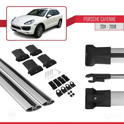 Compatible with Porsche Cayenne 2 (92A) 2011-2018 Fly Model Car Roof Rack Cross Bar Grey Aluminium 2 Bars