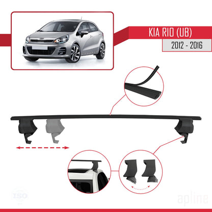 Compatible with Kia Rio 3 (UB) HB 2012-2016 ACE-4 Car Roof Rack Cross Bar Black Aluminium 2 Bars