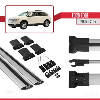 Compatible with Ford Edge 2007-2014 Fly Model Car Roof Rack Cross Bar Grey Aluminium 2 Bars