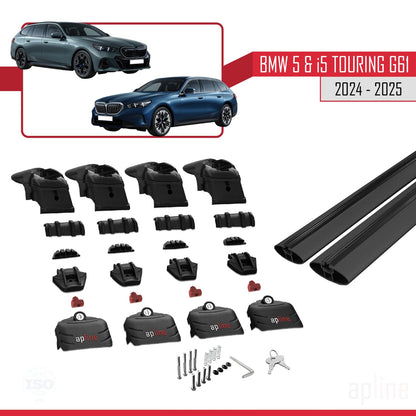 Compatible with BMW 5 Series / i5 G61 Touring 2024-2025 ACE-2 Car Roof Rack Cross Bar Black Aluminium 2 Bars