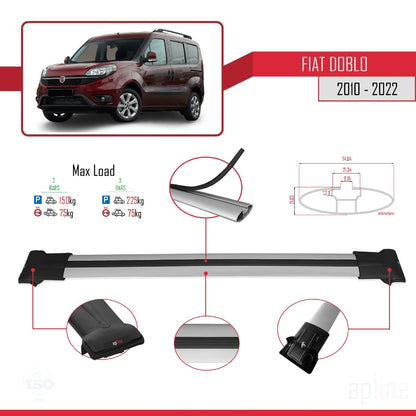 Compatible with Fiat Doblo 2 2010-2022 Fly Model Car Roof Rack Cross Bar Grey Aluminium 2 Bars