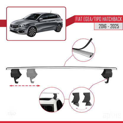 Compatible with Fiat Egea HB 2016-2025 ACE-4 Car Roof Rack Cross Bar Grey Aluminium 2 Bars