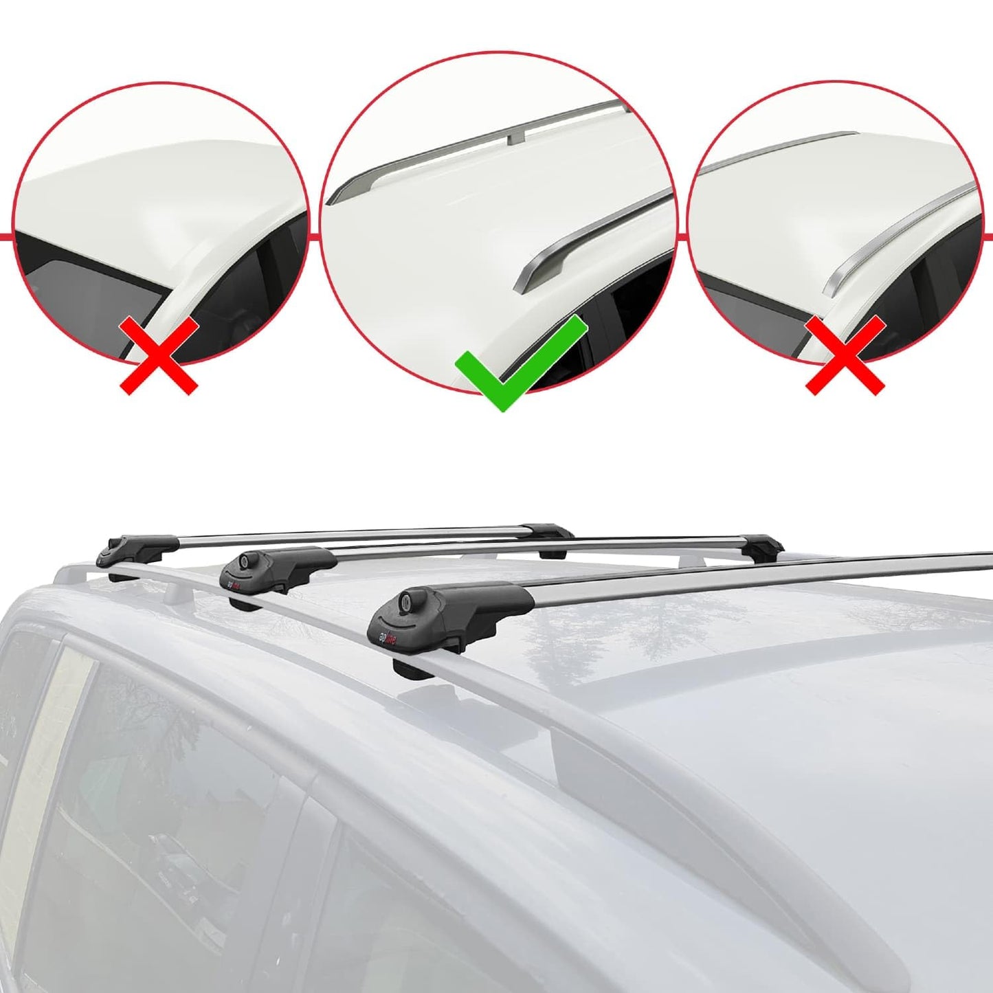 Compatible with Toyota Sequoia 2008-2022 ACE-1 Car Roof Rack Cross Bar Grey Aluminium 3 Bars