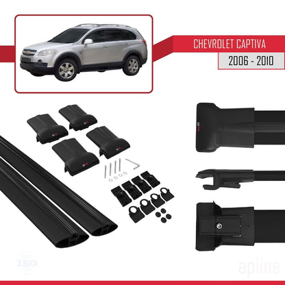 Compatible with Chevrolet Captiva 2006-2010 Fly Model Car Roof Rack Cross Bar Black Aluminium 2 Bars