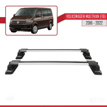 Compatible with Volkswagen Multivan (T6) 2016-2022 ACE-3 Car Roof Rack Cross Bar Grey Aluminium 2 Bars