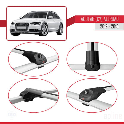 Compatible with Audi A6 (C7) Allroad 2012-2015 ACE-1 Car Roof Rack Cross Bar Grey Aluminium 3 Bars