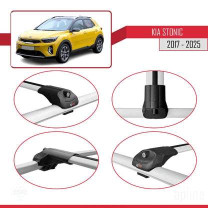 Compatible with Kia Stonic 2017-2025 ACE-1 Car Roof Rack Cross Bar Grey Aluminium 2 Bars