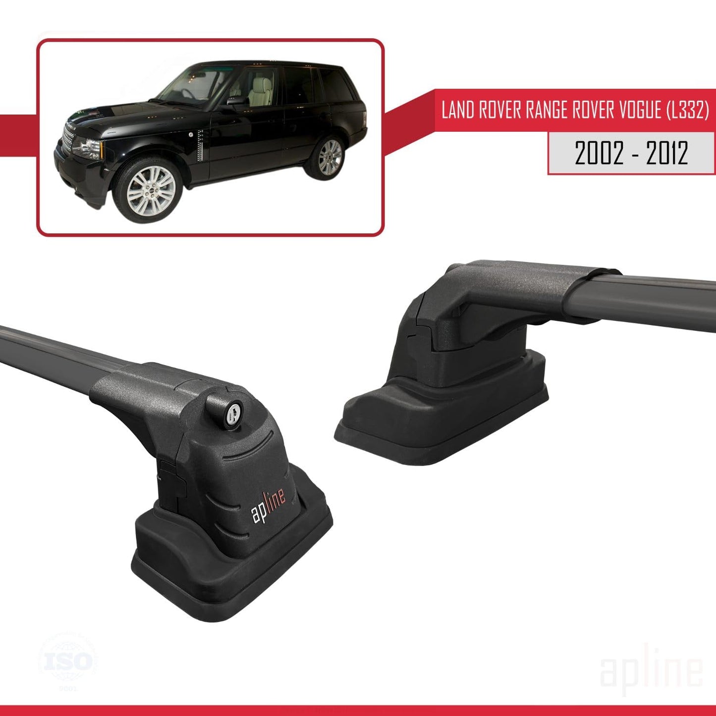 Compatible with Land Rover Range Rover Vogue (L322) 2002-2012 ACE-3 Car Roof Rack Cross Bar Black Aluminium 2 Bars