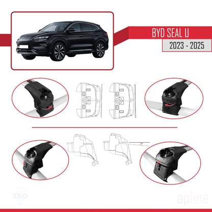 Compatible with BYD Seal U 2023-2025 ACE-2 Car Roof Rack Cross Bar Grey Aluminium 2 Bars