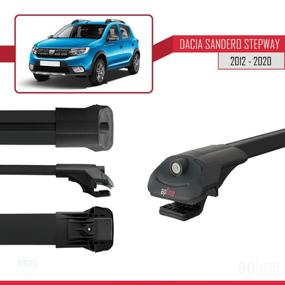 Compatible with Dacia Sandero Stepway 2 2012-2020 ACE-1 Car Roof Rack Cross Bar Black Aluminium 2 Bars