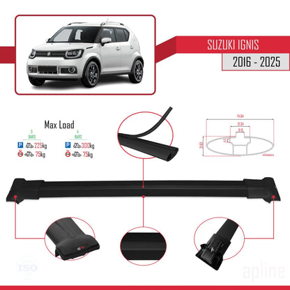 Compatible with Suzuki Ignıs 2016-2025 Fly Model Car Roof Rack Cross Bar Black Aluminium 3 Bars