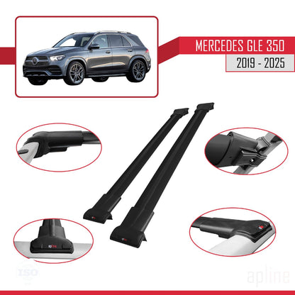Compatible with Mercedes GLE Class 4 (V167) 2019-2025 Fly Model Car Roof Rack Cross Bar Black Aluminium 2 Bars