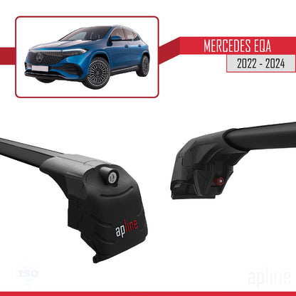 Compatible with Mercedes EQA 2022-2024 ACE-2 Car Roof Rack Cross Bar Black Aluminium 2 Bars