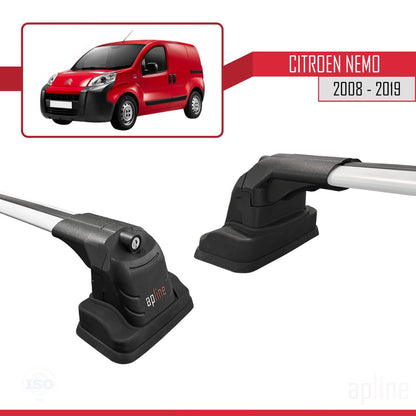 Compatible with Citroen Nemo 2008-2019 ACE-3 Car Roof Rack Cross Bar Grey Aluminium 2 Bars