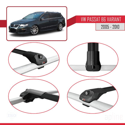 Compatible with Volkswagen Passat B6 (3C) Variant 2005-2010 ACE-1 Car Roof Rack Cross Bar Black Aluminium 3 Bars