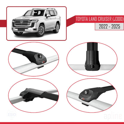 Compatible with Toyota Land Cruiser (J300) 2022-2025 ACE-1 Car Roof Rack Cross Bar Black Aluminium 2 Bars
