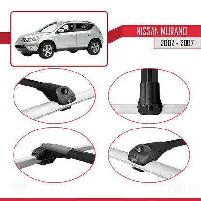 Compatible with Nissan Murano 2002-2007 ACE-1 Car Roof Rack Cross Bar Black Aluminium 3 Bars