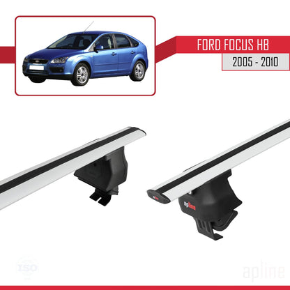 Compatible with Ford Focus 2 (C307) HB 2005-2010 ACE-4 Car Roof Rack Cross Bar Grey Aluminium 2 Bars