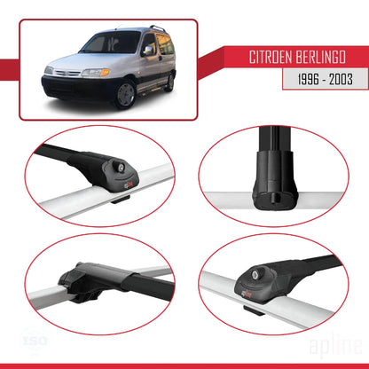 Compatible with Citroen Berlingo (M49) 1996-2003 ACE-1 Car Roof Rack Cross Bar Black Aluminium 3 Bars