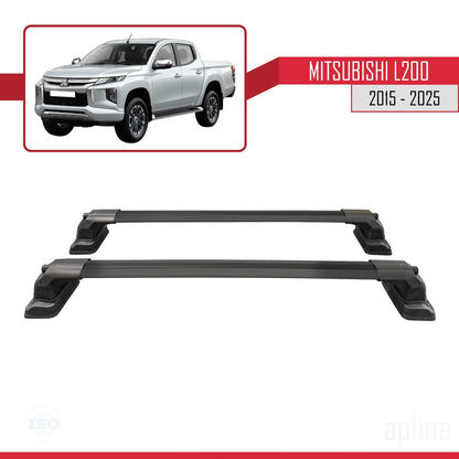 Compatible with Mitsubishi L200 (MK5) 2015-2025 ACE-3 Car Roof Rack Cross Bar Black Aluminium 2 Bars