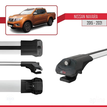 Compatible with Nissan Navara 4 (D23) 2015-2021 ACE-1 Car Roof Rack Cross Bar Grey Aluminium 2 Bars