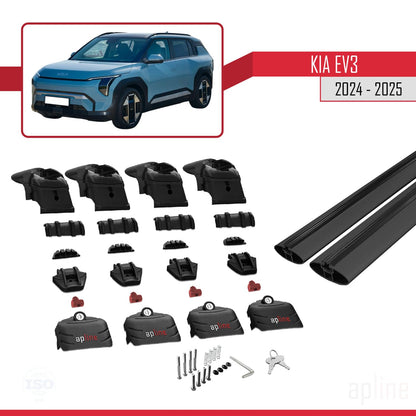 Compatible with Kia EV3 2024-2025 ACE-2 Car Roof Rack Cross Bar Black Aluminium 2 Bars
