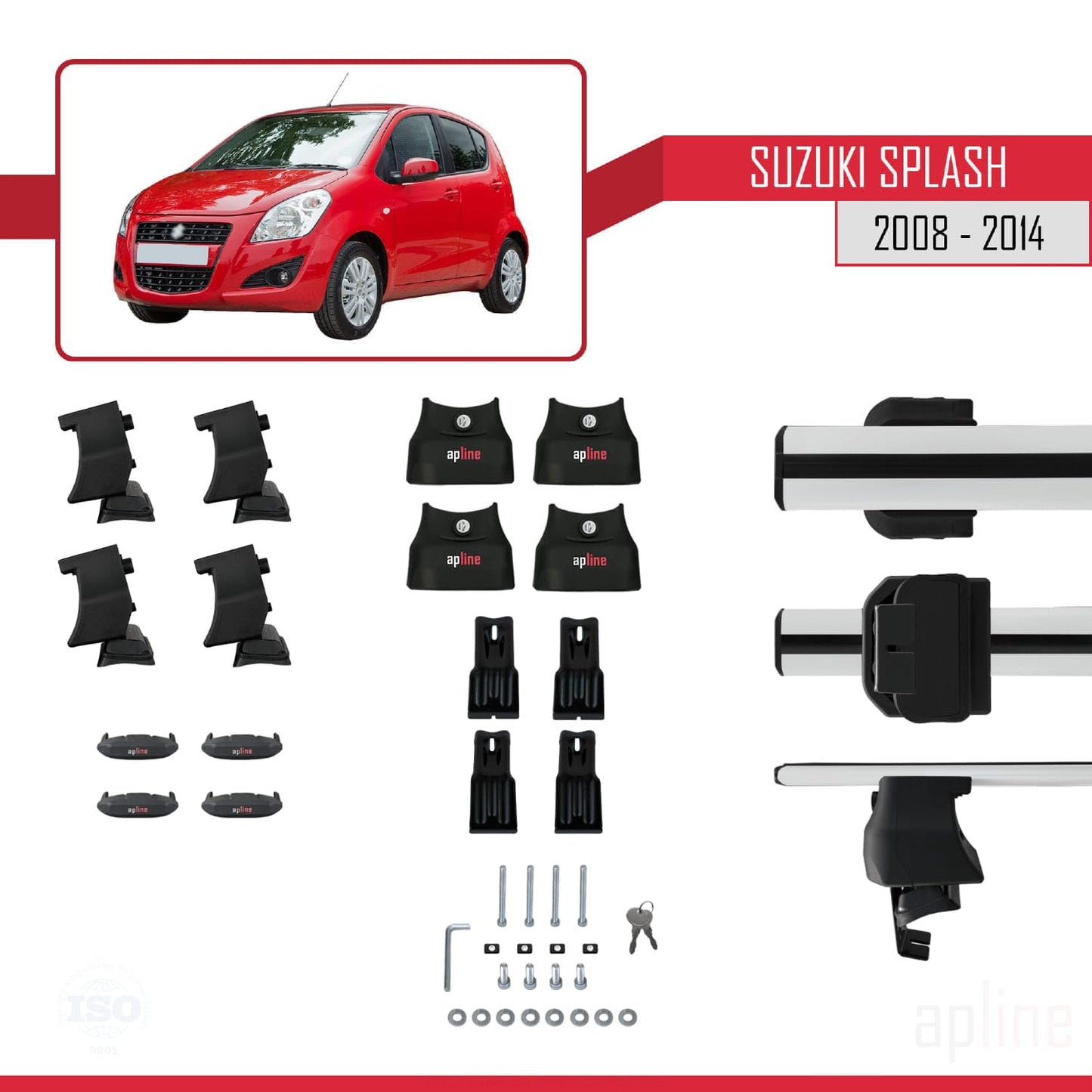 Compatible with Suzuki Splash 2008-2014 ACE-4 Car Roof Rack Cross Bar Grey Aluminium 2 Bars