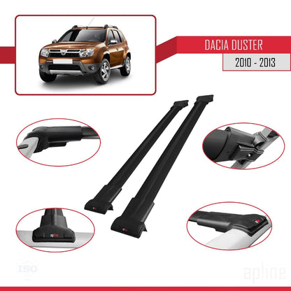 Compatible with Dacia Duster (HS) Pre-Facelift 2010-2013 Fly Model Car Roof Rack Cross Bar Black Aluminium 2 Bars