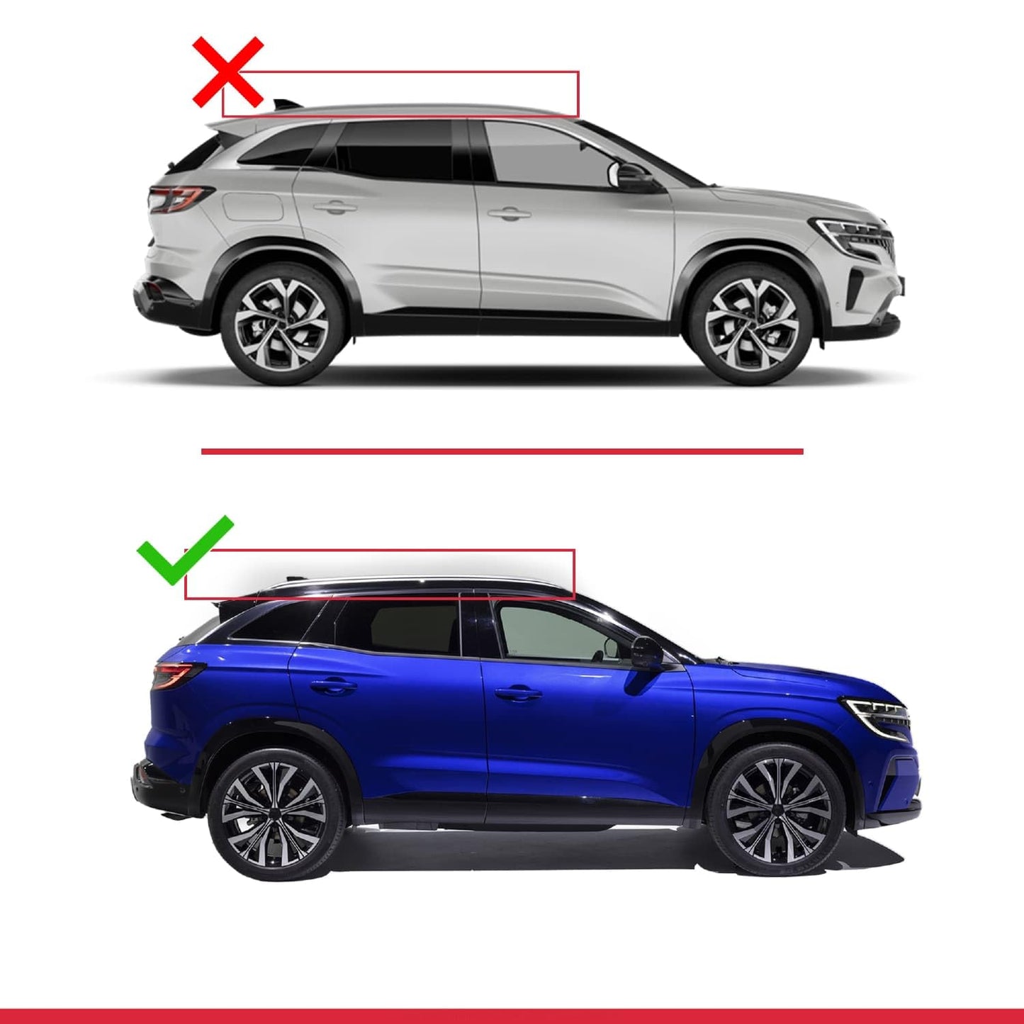 Compatible with Renault Austral (RHN) 2022-2025 ACE-2 Car Roof Rack Cross Bar Grey Aluminium 2 Bars