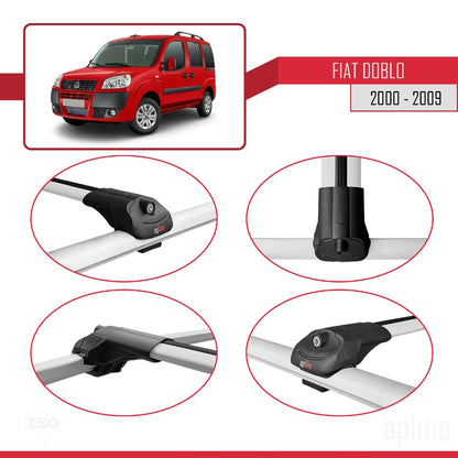 Compatible with Fiat Doblo 2000-2009 ACE-1 Car Roof Rack Cross Bar Grey Aluminium 2 Bars