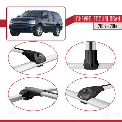 Compatible with Chevrolet Suburban 2007-2014 ACE-1 Car Roof Rack Cross Bar Grey Aluminium 2 Bars