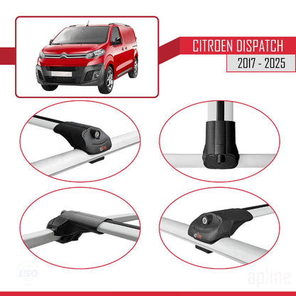 Compatible with Citroen Dispatch (K0) 2017-2025 ACE-1 Car Roof Rack Cross Bar Grey Aluminium 3 Bars