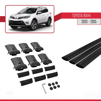 Compatible with Toyota RAV4 IV (XA40) Pre-Facelift 2013-2015 Fly Model Car Roof Rack Cross Bar Black Aluminium 3 Bars