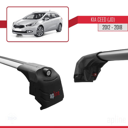Compatible with Kia Ceed 2 (JD) SW 2013-2018 ACE-2 Car Roof Rack Cross Bar Grey Aluminium 2 Bars