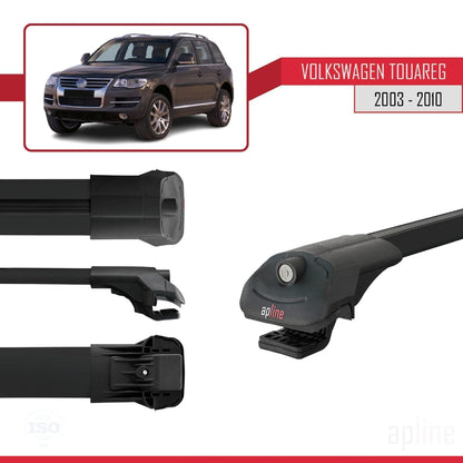Compatible with Volkswagen Touareg (7L) 2002-2010 ACE-1 Car Roof Rack Cross Bar Black Aluminium 2 Bars