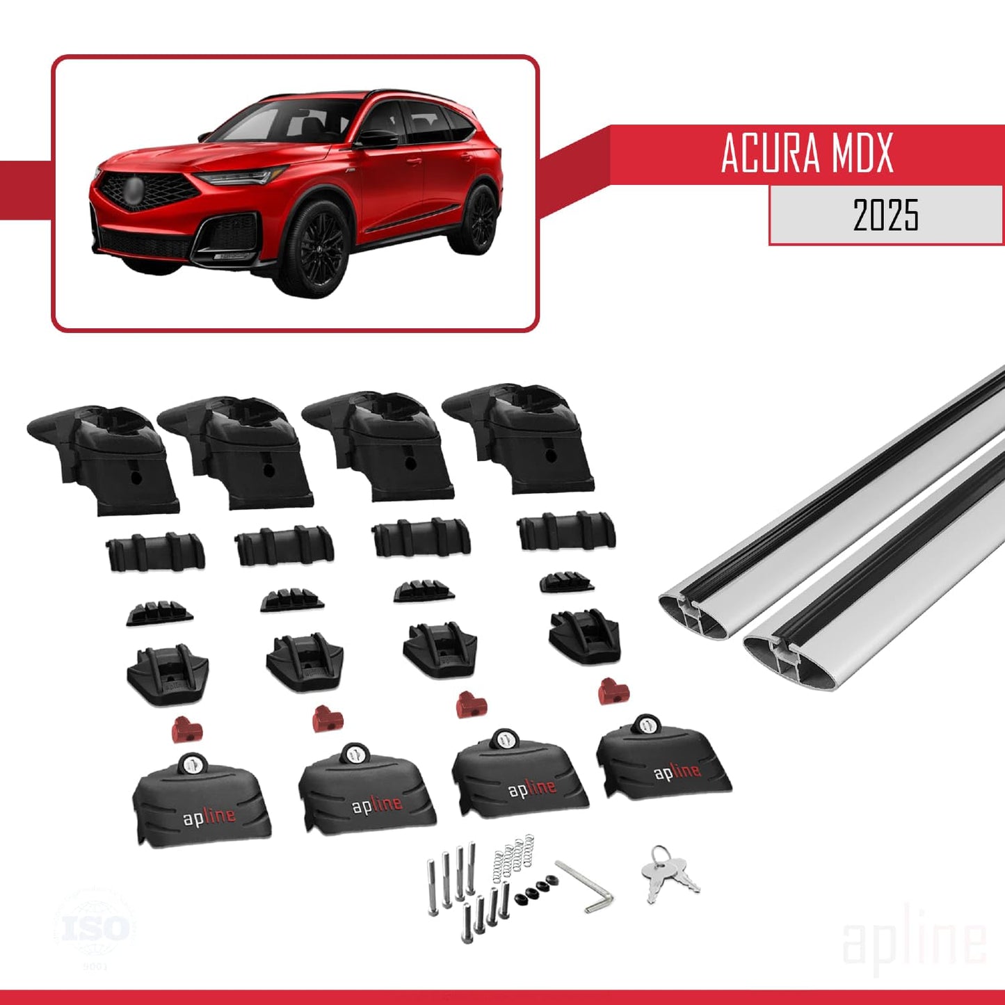 Compatible with Audi Q7 2024-2025 ACE-2 Car Roof Rack Cross Bar Grey Aluminium 2 Bars