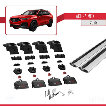 Compatible with Audi Q7 2024-2025 ACE-2 Car Roof Rack Cross Bar Grey Aluminium 2 Bars