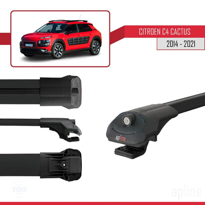 Compatible with Citroen C4 Cactus 2014-2021 ACE-1 Car Roof Rack Cross Bar Black Aluminium 2 Bars
