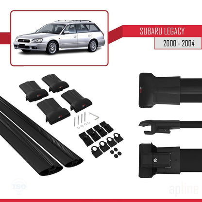 Compatible with Subaru Legacy 3 (BE) 2000-2004 Fly Model Car Roof Rack Cross Bar Black Aluminium 2 Bars