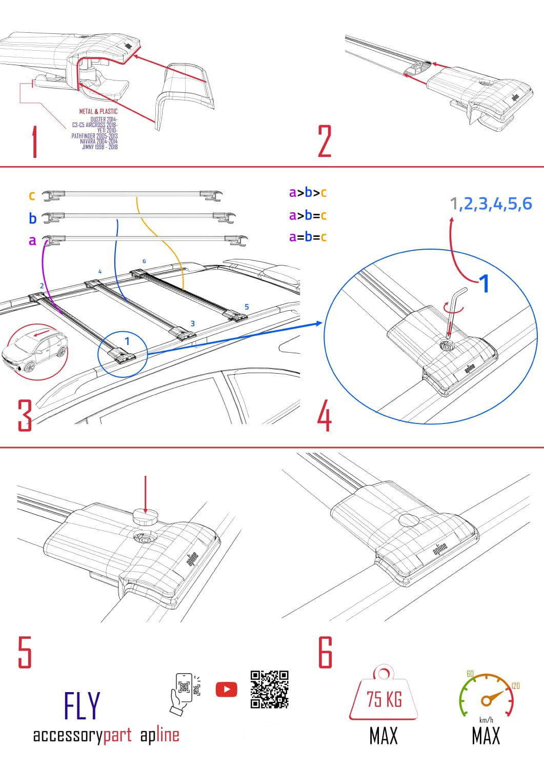 Compatible with Hyundai Tucson 2010-2015 FLY Model Car Roof Rack Cross Bar Black Aluminium 3 Bars