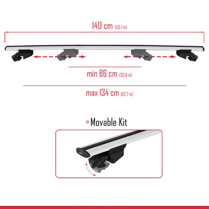 Compatible with Peugeot 508 SW 2019-2025 HOOK Model Car Roof Rack Cross Bar Grey Aluminium 2 Bars