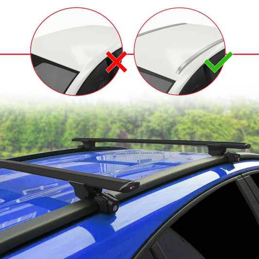 Compatible with Hyundai i20 II Active 2015-2019 HOOK Model Car Roof Rack Cross Bar Black Aluminium 2 Bars