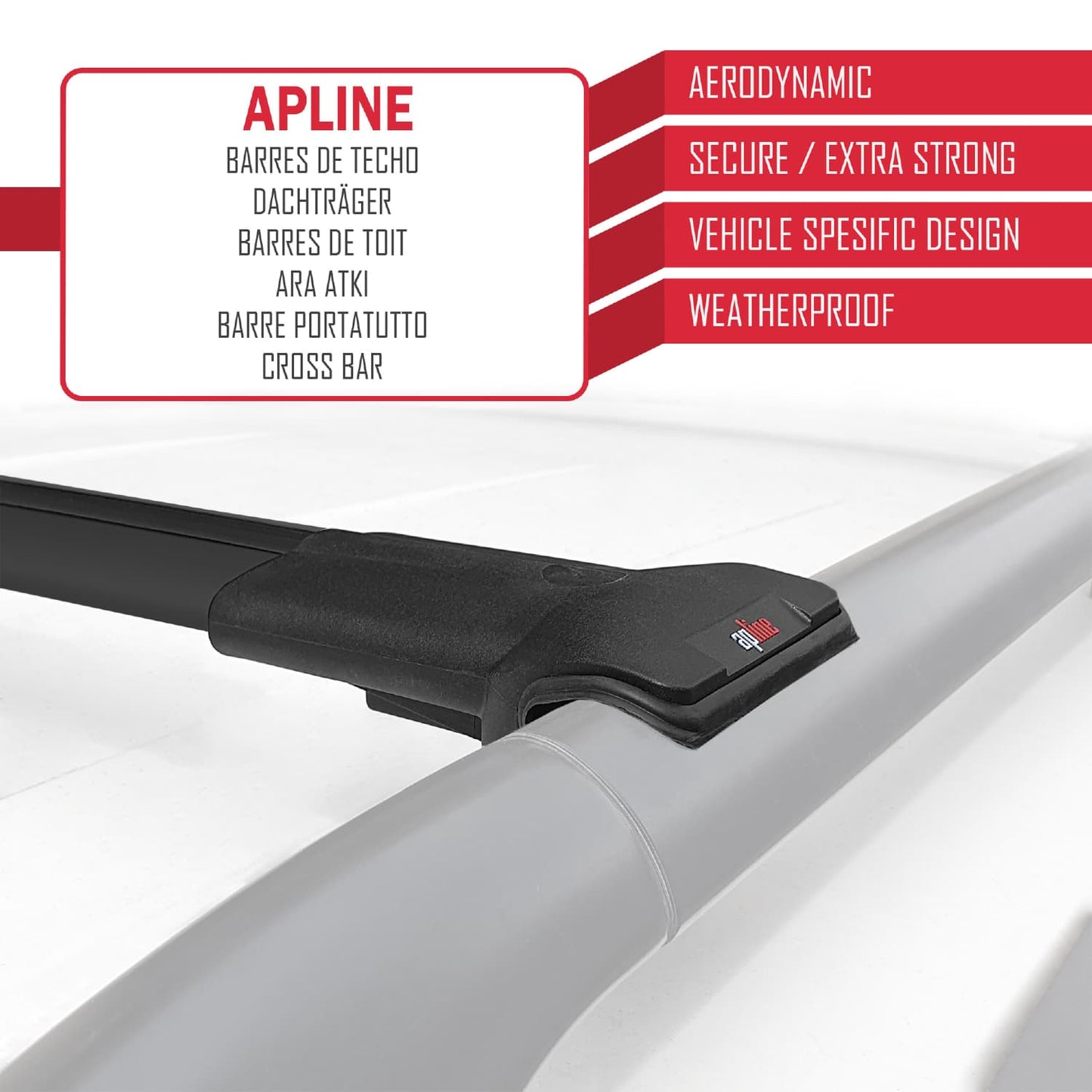 Compatible with Fiat Scudo 2 2007-2016 FLY Model Car Roof Rack Cross Bar Black Aluminium 2 Bars